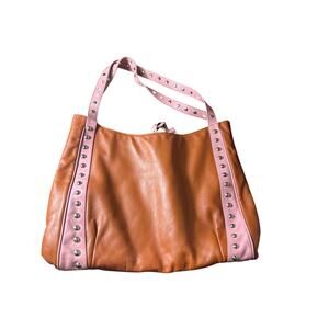 Margerie Venezia Leather Studded Tote Large Pink Brown